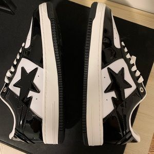 Patent Leather Bapesta Distorted Black and White
